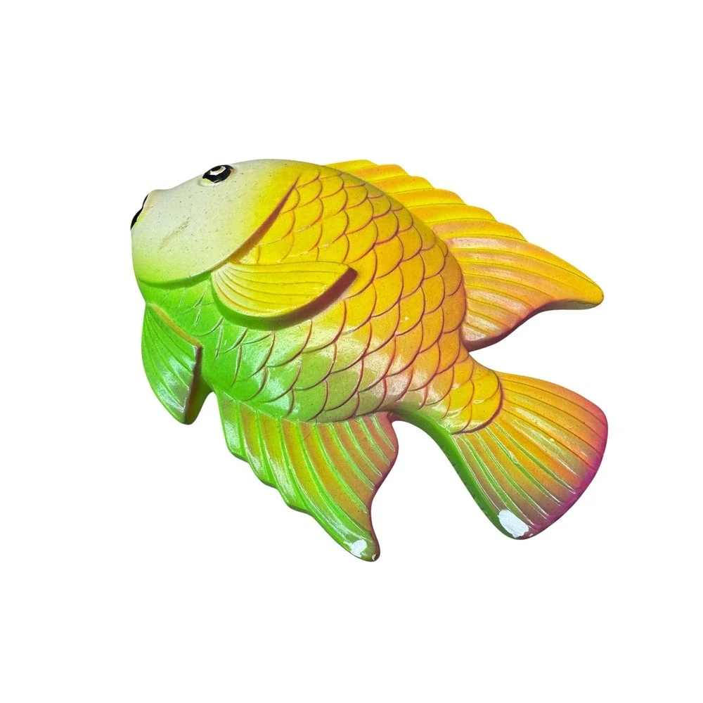 Vintage 1978 Miller Studio Chalkware Fish Wall Art Set 3 Neon Tropical Decor
